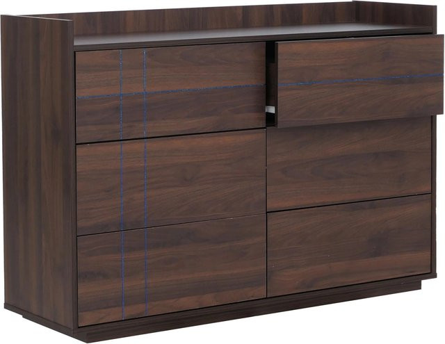 MCW Kommode P44 Sideboard mit 6 Schubladen Push-to-open in Walnuss-Optik, B/H/T: 120 x 83 x 40 cm - Bild 2