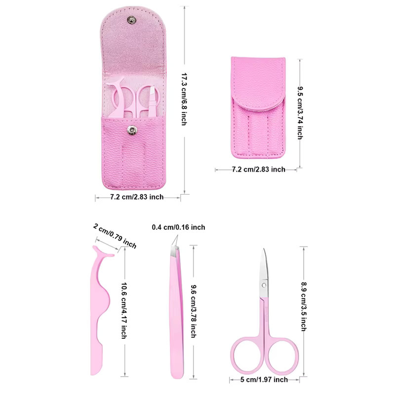 Pinzetten-Set aus Edelstahl, 3 Stück, Augenbrauen- und Wimpern-Pinzetten - Bild 3
