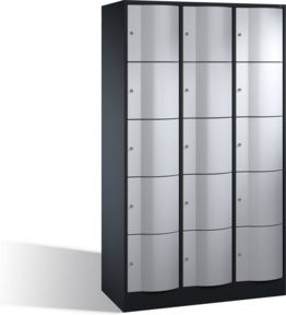 C+P Schließfachschrank Resisto mit 15 Fächern, Front Weißaluminium und Korpus Schwarzgrau, H x B x T: 195 x 115 x 54 cm - Bild 1