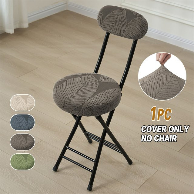Yupartex Set elastische Stuhlbezüge mit Blattmuster Jacquard für runde Klapphocker - Bild 1