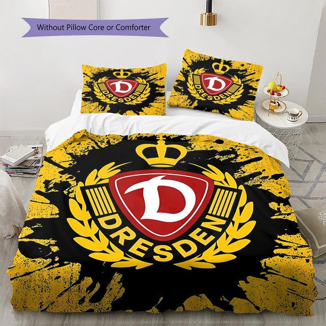 SG Dynamo Dresden Muster Bettwäsche Set aus Polyester in Schwarz, bestehend aus 1 Bettbezug und 2 Kissenbezügen, B/H: 250 x 220 cm - Bild 1