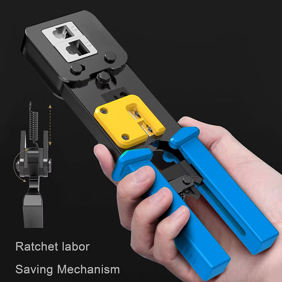 WOZOBUY Multifunktionale Durchgangsloch-Drahtcrimpzange für RJ45 und 8P6P Dual-Use-Crimping Tool - Bild 3