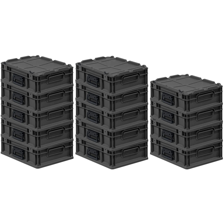 PROREGAL Supersparset 14x Eurobox Nextgen Portable Transportbehälter Schwarz, H x B x T: 13,5 x 30 x 40 cm, 11 Liter - Bild 2