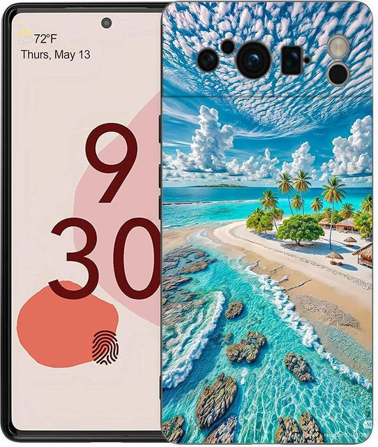 Stoßfeste TPU Handyhülle mit Meereslandschaft Welle Strand Design für Google Pixel 10 9 8 7 6 Pro XL und weitere Modelle in Schwarz und Multicolour - Bild 1