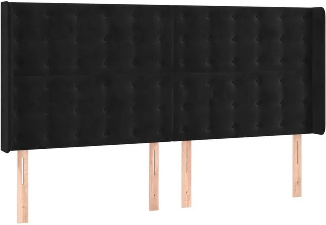 vidaXL LED Kopfteil in Schwarz aus Samt mit USB-Ladeport und integrierter Beleuchtung, B: 183 cm, T: 16 cm, H: 118 cm - Bild 1