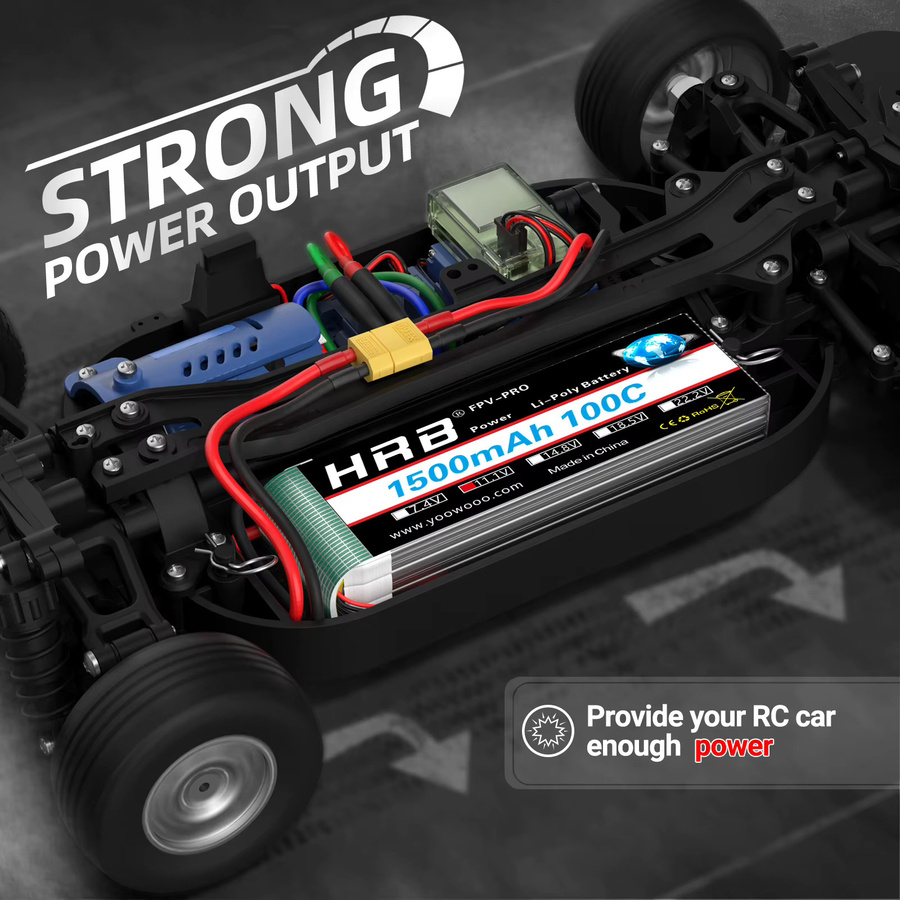 HRB LiPo Akku 11,1 V 3S 1500mAh mit XT60 Stecker für RC FPV Flugzeuge, Drohnen, Racing Boote und Autos - Bild 3