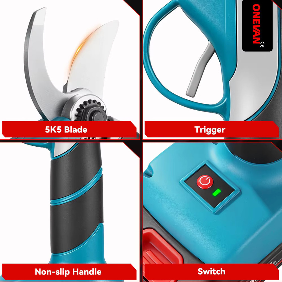 Bürstenlose elektrische Gartenschere mit 1000W und 30mm Schneidkapazität für Makita LXT Akkus in Blau - Bild 5