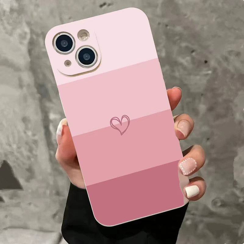 Bunte Liebesherz Silikonhülle für Apple iPhone (verschiedene Modelle), stoßfest, Mehrfarbig/Pink - Bild 5