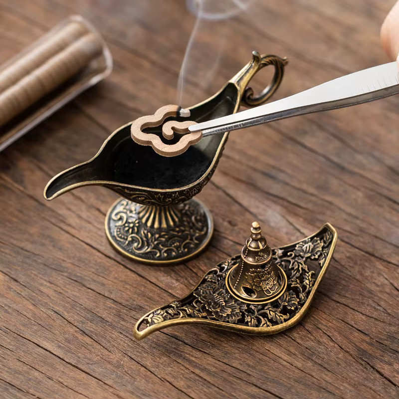 JETTING Mini Arabischer Weihrauchbrenner im Antik-Stil aus Metall in Gold mit Tealight-Halter - Bild 2