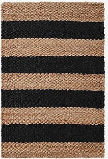 IKEA ALMVIK Fußmatte aus Jute und Kokos mit Streifenmuster in Schwarz und Braun, B/T: 90 x 60 cm - Bild 1