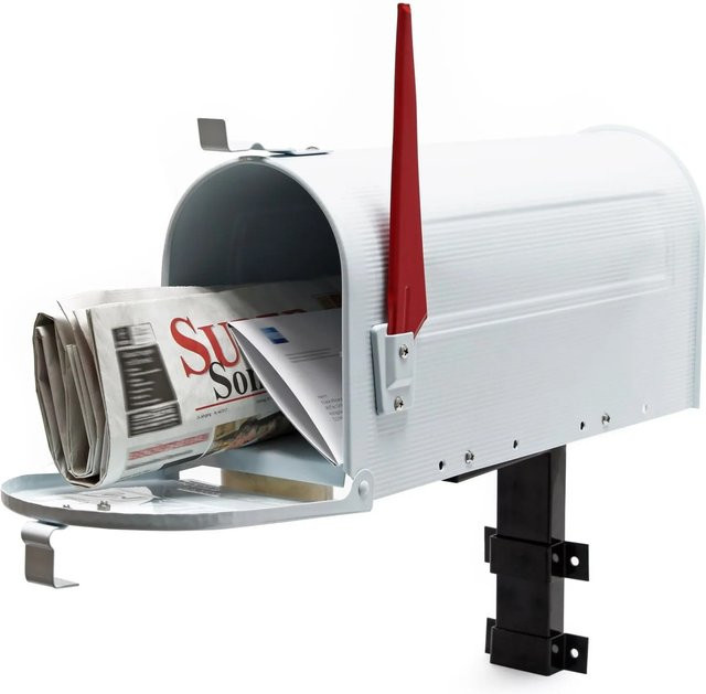 Wiltec Amerikanischer Briefkasten mit Wandhalterung aus Stahl, Weiß, H x B x T: 48 x 18 x 22 cm - Bild 1