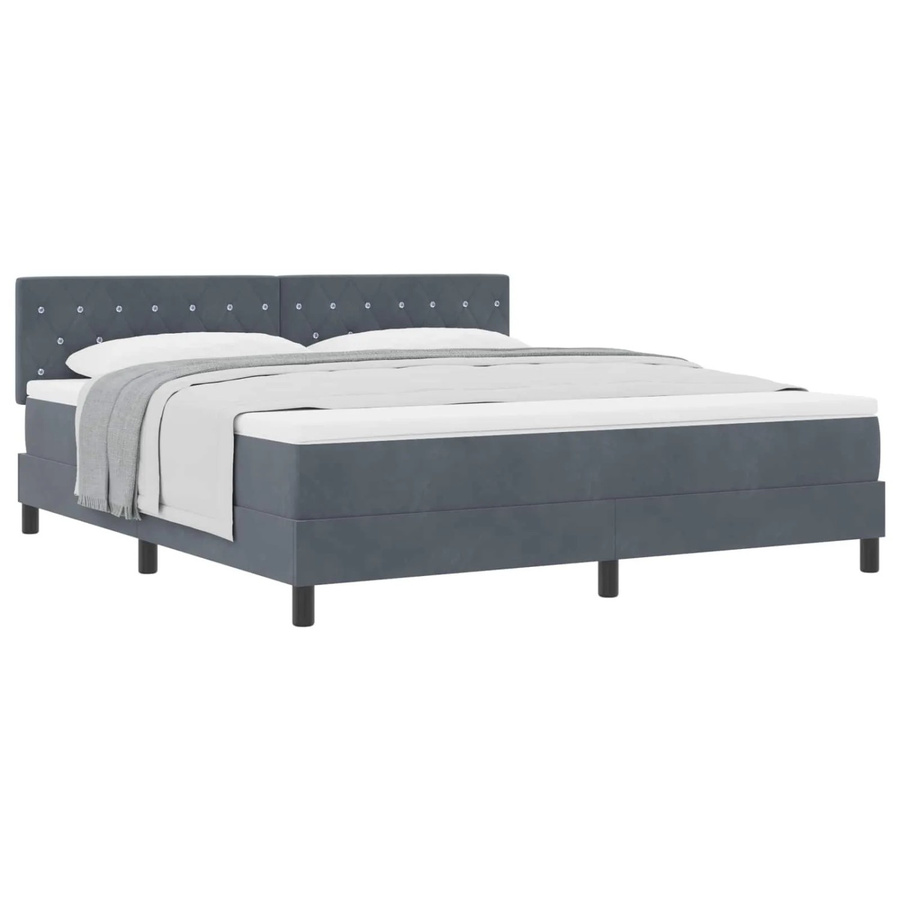 vidaXL Boxspringbett mit Matratze in Grau aus Samt, B/T: 180 x 200 cm - Bild 2
