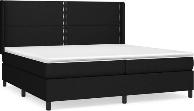 vidaXL Boxspringbett Hybrid mit Matratze und Kopfteil, Schwarz, B/T/H: 203 x 203 x 118 cm - Bild 1