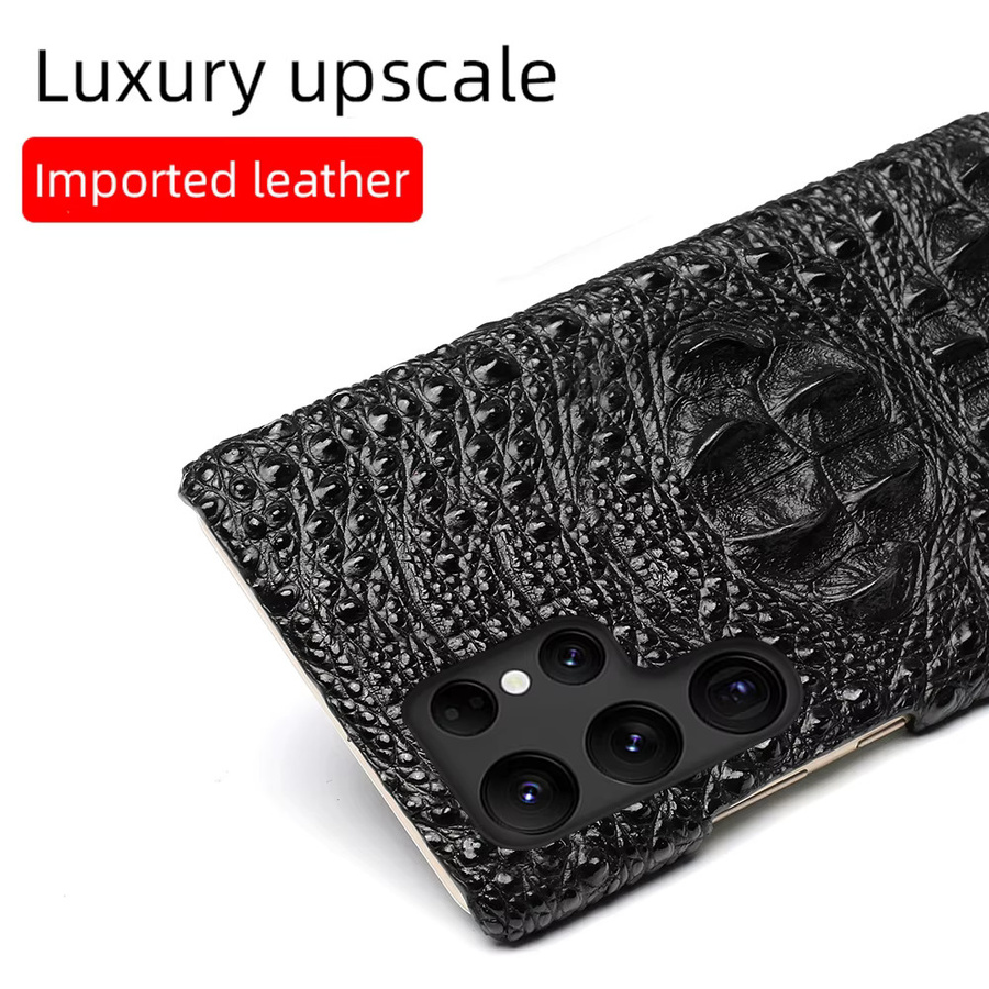 Luxuriöse Handyhülle mit 3D-Krokodilmuster aus Leder für Samsung Galaxy S26 S25 S24 S23 Ultra S22 Plus Note 20 A55 5G in Schwarz - Bild 2