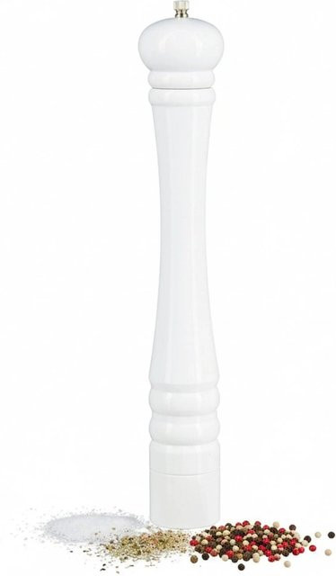 Relaxdays Pfeffermühle aus Birkenholz in Weiß, verstellbar, Höhe: 40 cm, Breite: 6 cm, Tiefe: 6 cm - Bild 1