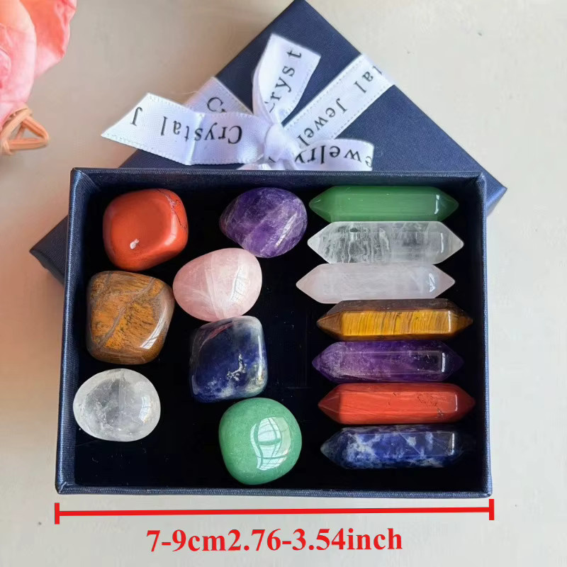 CrystalHola Set aus 7 Chakra-Doppelspitzen und getrommelten Stein-Kristallen in Multicolour - Bild 5