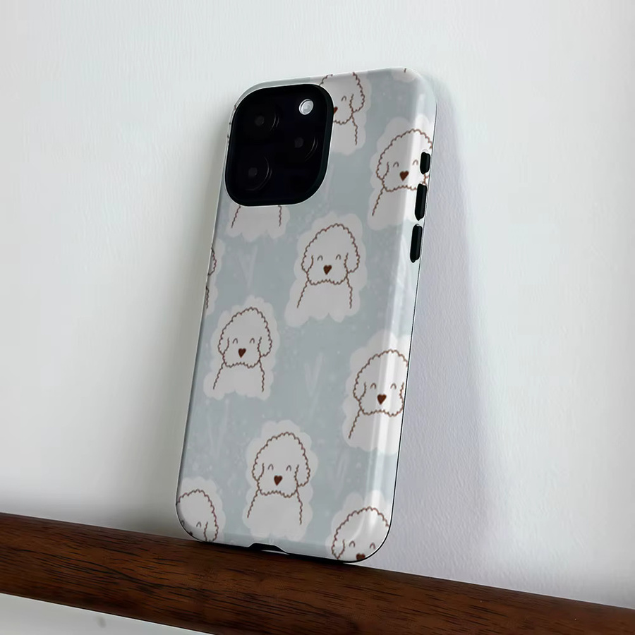 CaseLumi Matte Bumper MagSafe Hülle für iPhone 17 16 15 14 13 Pro Max mit weißem Pudelmotiv in Weiß und Multicolour - Bild 3