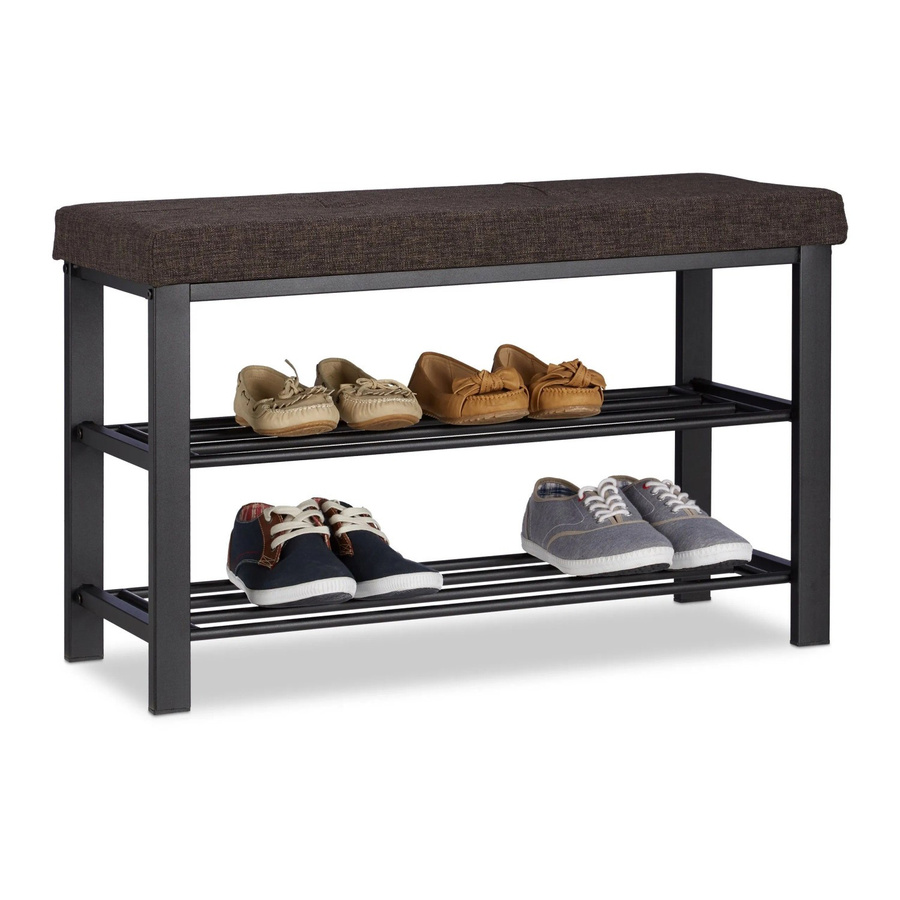Relaxdays Schuhbank mit Polster in Braun aus Stoff, Metall und MDF, B/H/T: 81 x 50 x 32 cm - Bild 2