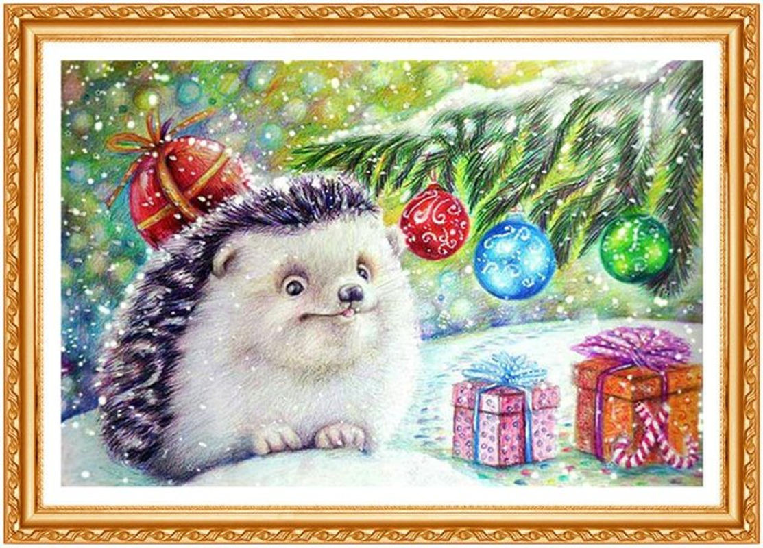 FIYO Diamond Painting Set Igel Motiv mit runden Strasssteinen zur Dekoration, Mehrfarbig, B x H: 30 x 20 cm - Bild 1
