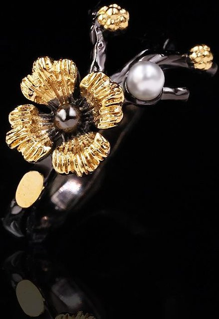 YIRAN Ring, Bicolor, Kupfer, Diamant, Perle, Unisex, Ringgröße 10 - Bild 1