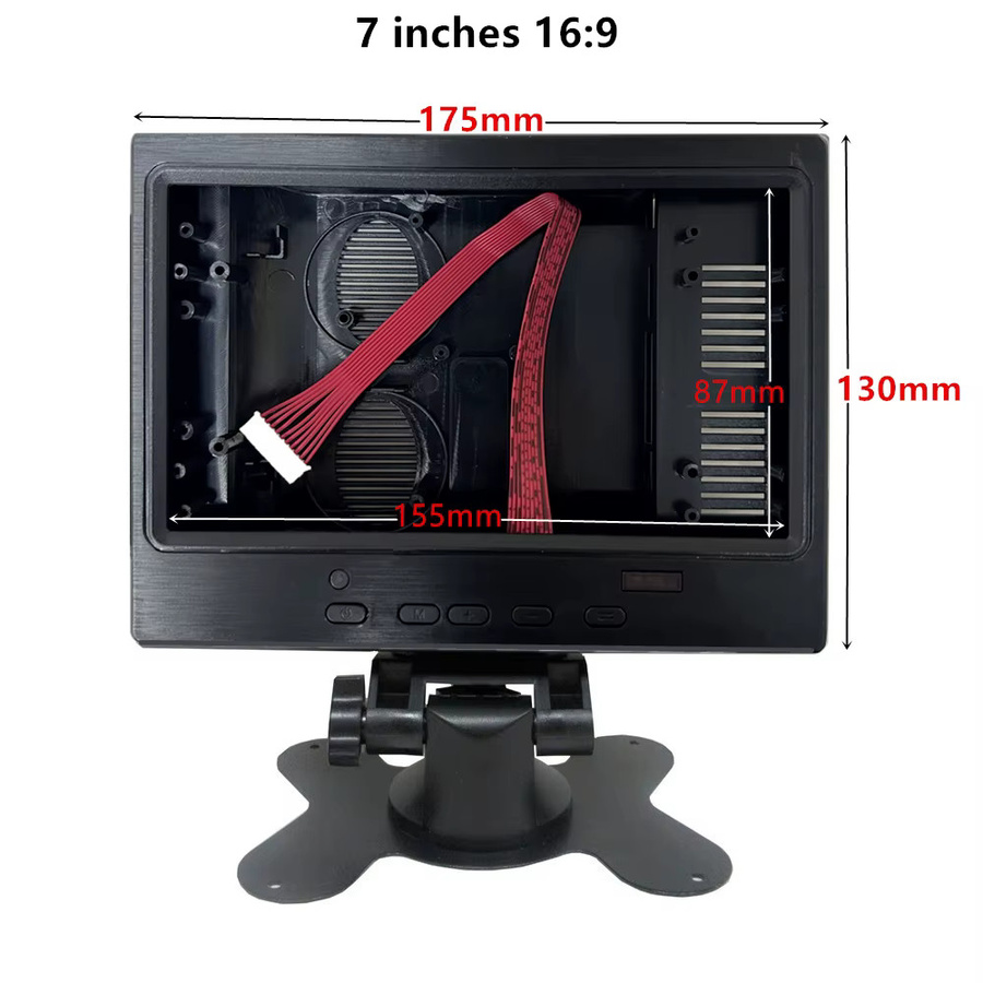 Heyman DIY LCD Display Panel Gehäuse Rahmen in Schwarz mit verstellbarem Ständer für 7 Zoll Monitore - Bild 2