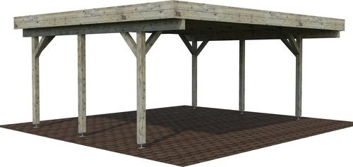 Palmako Doppelcarport Karl aus Fichtenholz in Grau mit Flachdach, Breite: 600 cm, Tiefe: 512 cm - Bild 3