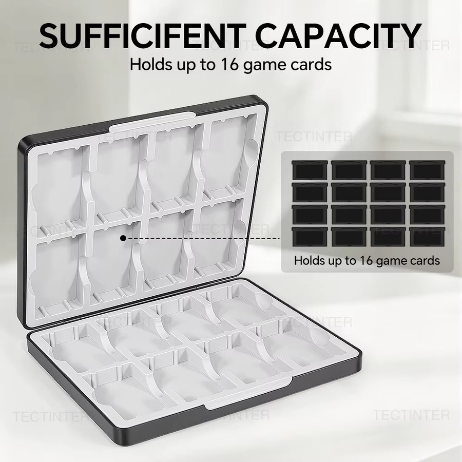 TECTINTER 16-in-1 Magnetische Tragbare Spielkarten-Aufbewahrungsbox für GB/GBA/GBC in Schwarz - Bild 5