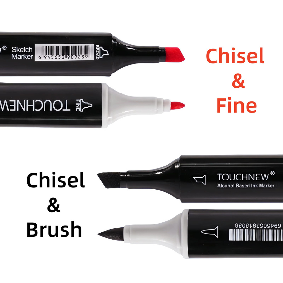TOUCHNEW Alkoholmarker Set mit Doppelspitze in Multicolour für Künstler und Erwachsene mit Pinsel- und Meißelspitze - Bild 2