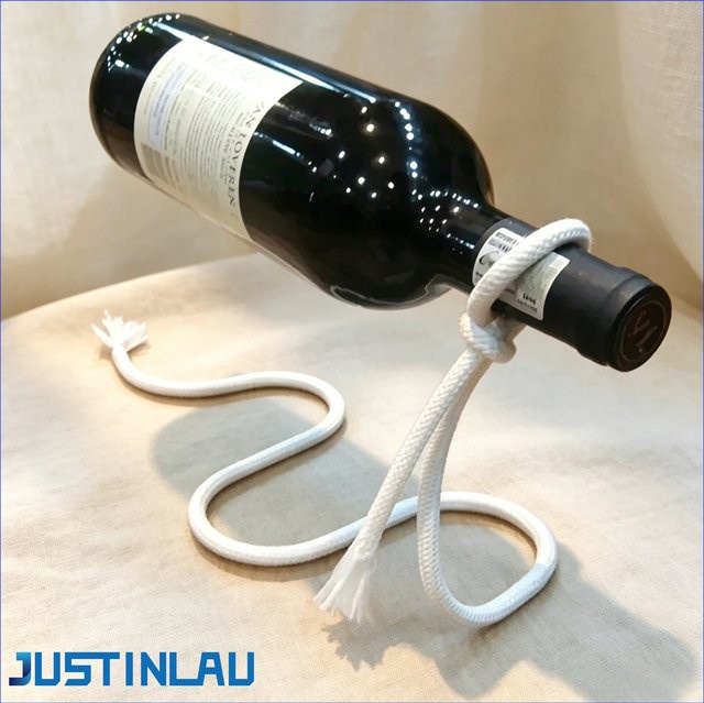JUSTINLAU Kreativer 3D-Weinflaschenhalter aus Edelstahl in Seilkettenform als Tischdisplay für Küche und Bar - Bild 1