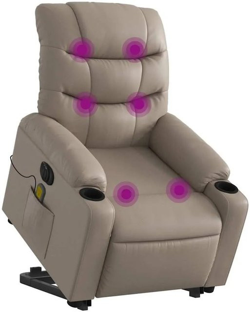 vidaXL Massagesessel mit elektrischer Aufstehhilfe in Cappuccino, Kunstleder, B/T/H: 75,5 x 99,5 x 58,5 cm - Bild 1