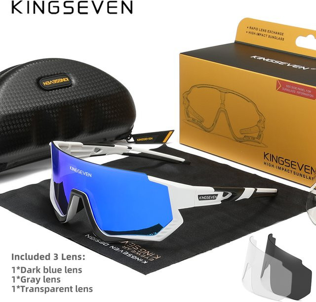 Kings even Sportsonnenbrille, Unisex, Vollrand, weiß, Kunststoff, polarisiert - Bild 1