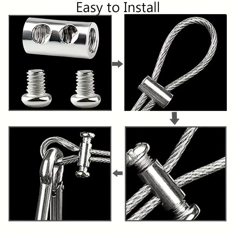 DUTRIEUX Drahtseilklemmen aus Metall mit Schraubbefestigung für 1–2 mm Kabel, 12 Stück, Silber - Bild 3