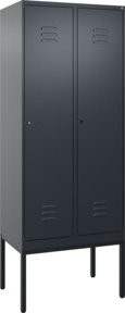 C+P Spind Classic PLUS Garderobenschrank aus Stahl mit 2 Abteilen, Anthrazit/Schwarz, H x B x T: 212 x 80 x 50 cm - Bild 1