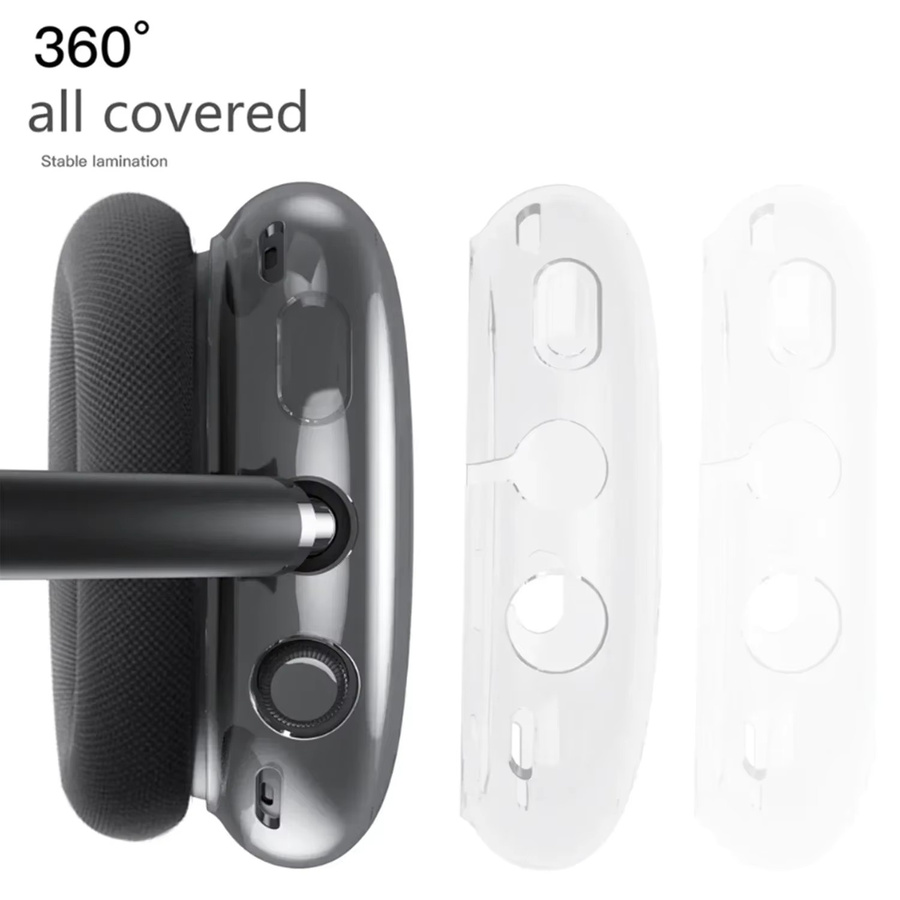 3-in-1 Stoßfeste TPU-Schutzhülle für Apple AirPods Max, Ersatzabdeckung in Schwarz - Bild 1