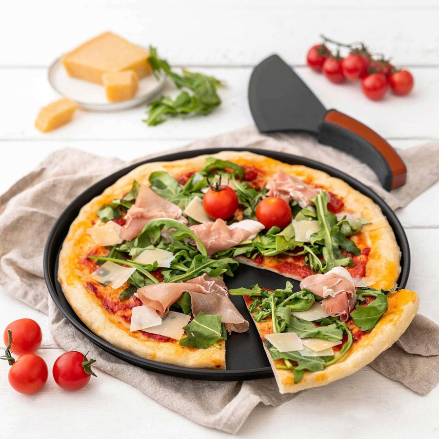 Zenker Pizza-Set mit 2 Backblechen und Pizzaschneider, Durchmesser: 29 cm, Schwarz, Antihaftbeschichtung - Bild 2