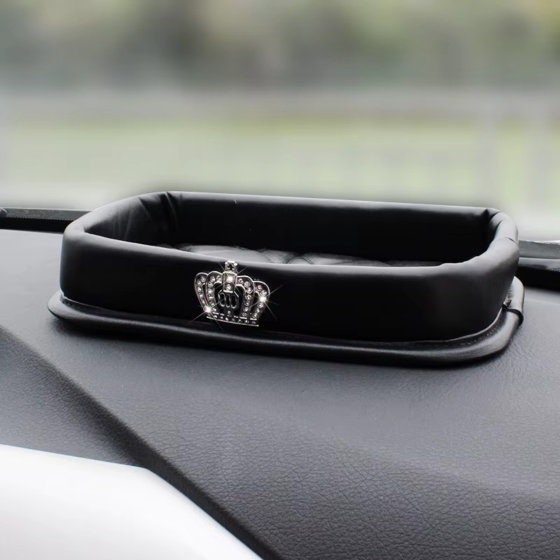 Baisher Auto Armaturenbrett Organizer aus PU-Leder in Schwarz für Handy, Schlüssel und Münzen - Bild 2