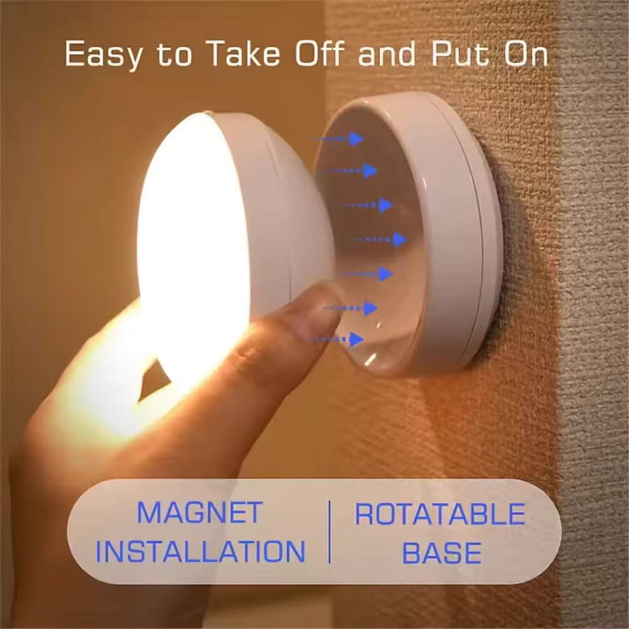 Pzsunly LED Nachtlicht mit Bewegungsmelder, wiederaufladbar und magnetisch, kabellose Schrankbeleuchtung in White Light - Bild 2