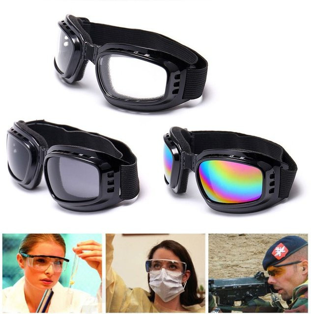 Winddichte und staubdichte Schutzbrille aus Kunststoff in Multicolor und Grau für Radfahren und Laborarbeit - Bild 1