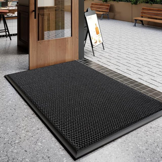 Rutschfeste Eingangstürmatte in Schwarz, modern und schmutzabweisend, B/B: 60 x 90 cm - Bild 1