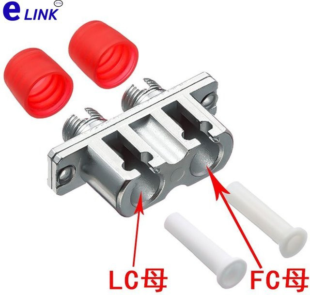 ELINK Glasfaseradapter LC-ST Duplex Hybrid Buchse auf Buchse SM MM ST-LC FTTH-Koppleranschluss in Rot, Schwarz und Silber - Bild 1