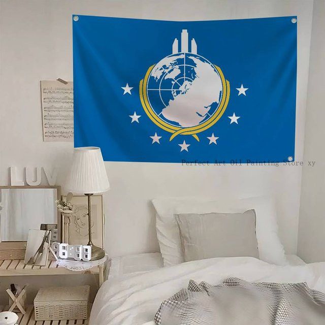 Super Earth Flag Banner aus blauem Polyester mit Vierlöchern für Outdoor und Raumdekoration, B/H: 90 x 60 cm - Bild 1