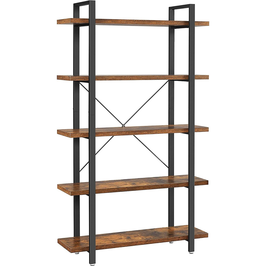 Vasagle Standregal mit 5 Ebenen in Braun-Schwarz, rustikales Regal aus Stahl und Spanplatte, B/T/H: 33,5 x 30,0 x 177,5 cm - Bild 2