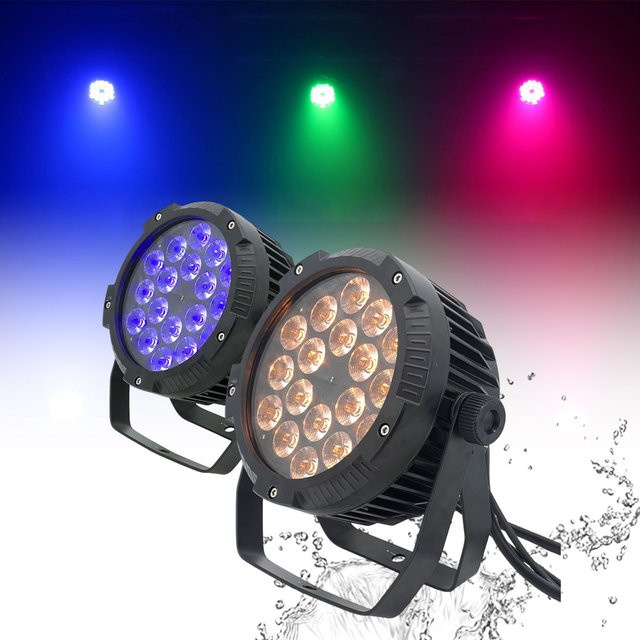2 Stück HYULIGHTS LED-PAR-Scheinwerfer IP65 Wasserdicht RGBWA UV 6in1 DMX512 Outdoor Bühneneffekt aus Aluminium in Schwarz - Bild 1