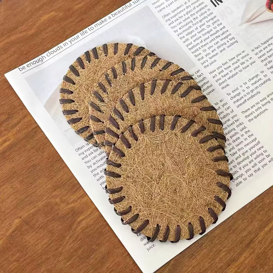 4er-Pack Punana Kaffeeuntersetzer aus Kork in Braun, runde Teeuntersetzer im Boho-Design - Bild 3