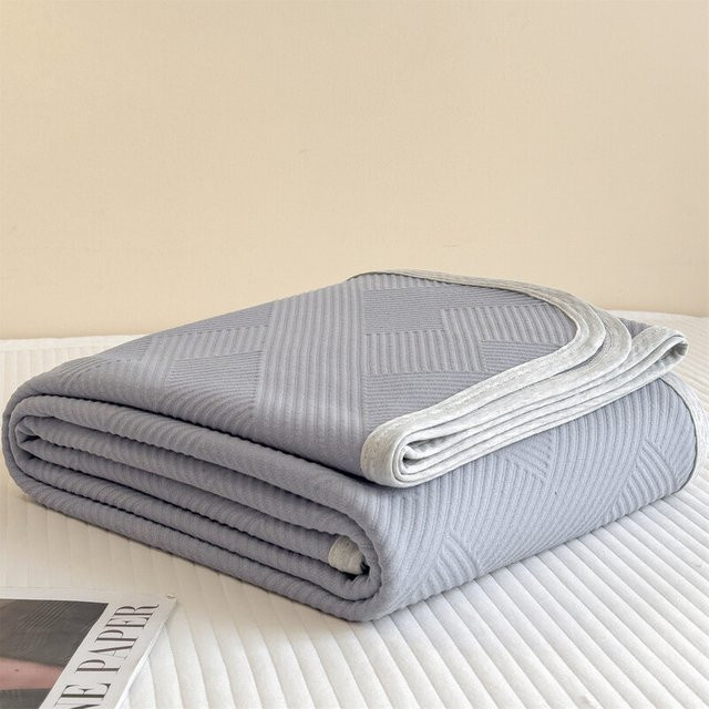 Bonenjoy Sommerdecke aus 100% Baumwolle, 3-lagige Air-Jacquard Gaze, kühlend und leicht, Farbe: Grau - Bild 1