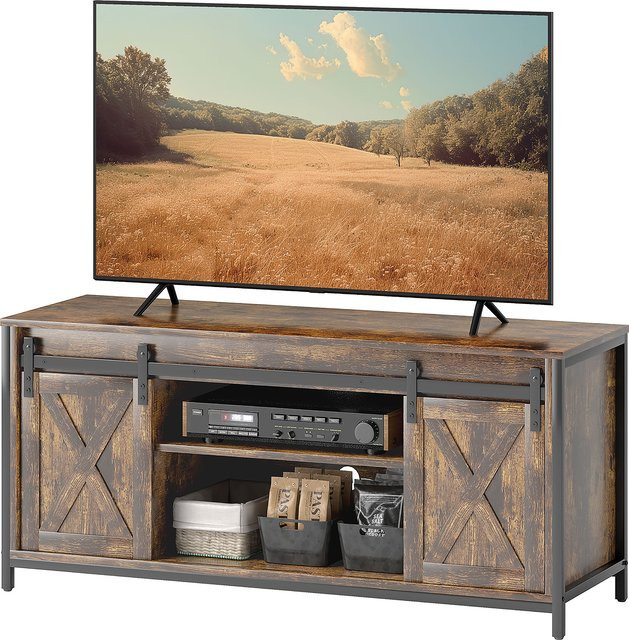 HOMCOM TV-Schrank Lowboard in Braun mit 2 Schränken und 2 Regalebenen für Fernseher bis zu 60 Zoll, B/T/H: 120 x 40 x 54 cm - Bild 1