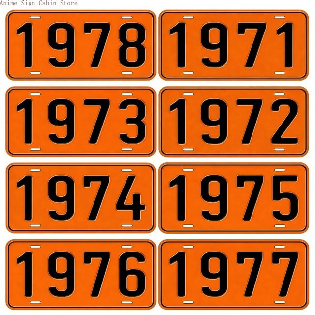 Potdemiel Aluminium-Nummernschild in Orange mit Antik-Optik, Vintage Retro-Wanddekoration aus Metall, B/H: 30,0 x 15,0 cm - Bild 1