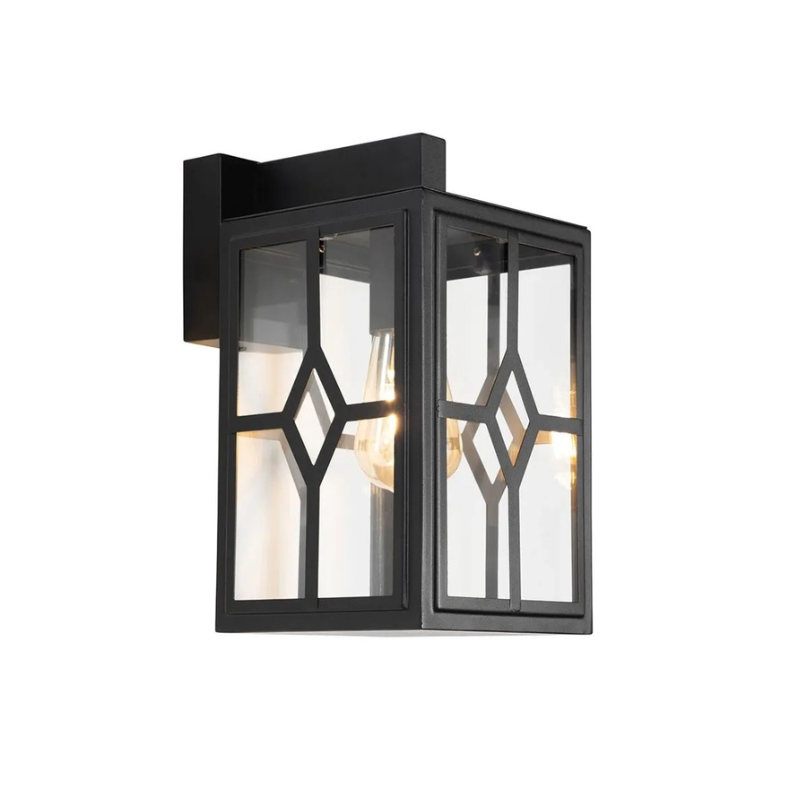 QAZQA Dover Klassische Außenwandleuchte aus Stahl und Glas in Schwarz, dimmbar, IP44 - Bild 2