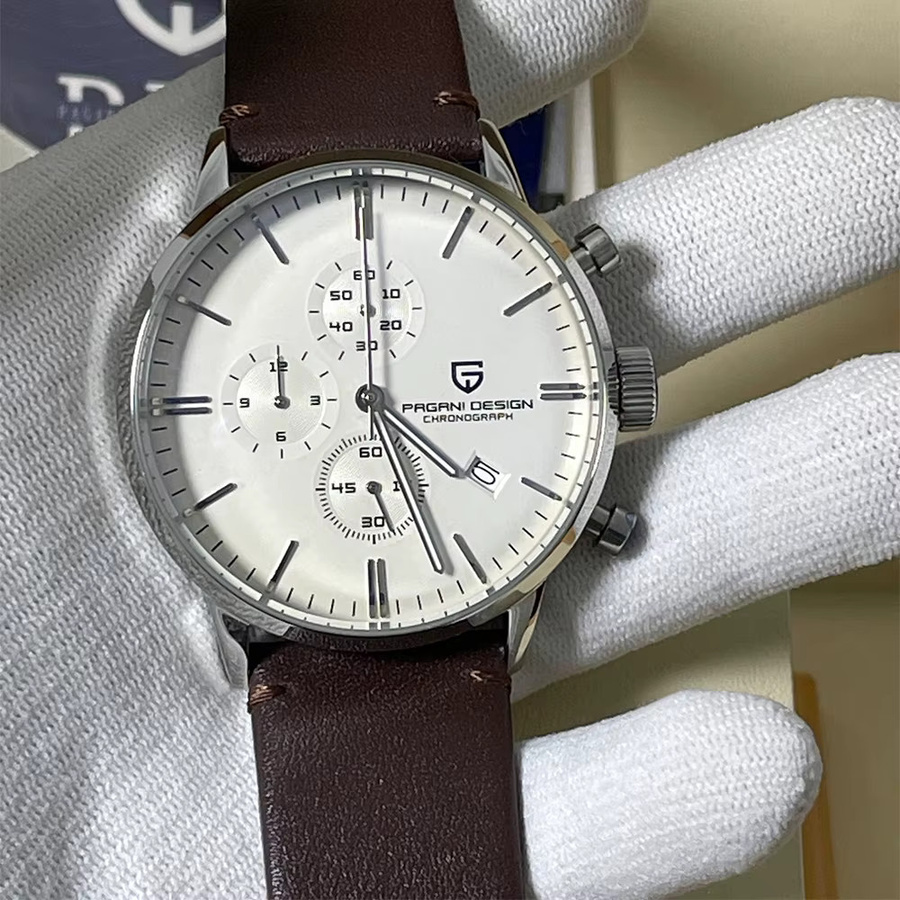 PAGANI DESIGN Chronograph, Quarz, Edelstahl, Leder, Herren - Bild 4