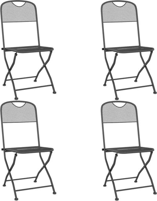Furnicato 4er Set Klappbare Gartenstühle aus Eisen in Anthrazit mit Streckgitter, B/T/H: 54 x 40 x 86 cm - Bild 1